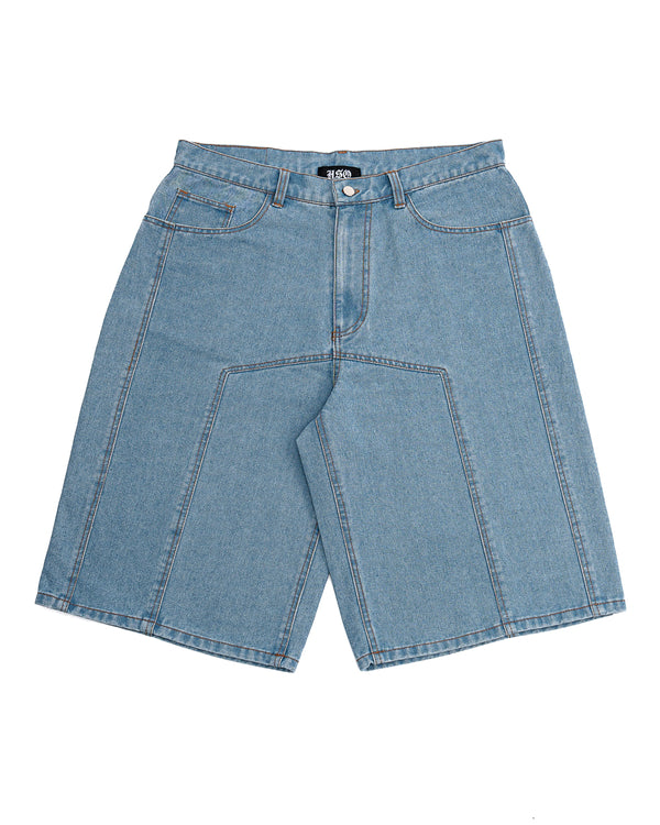 DENIM PANEL SHORTS - LIGHT WASHED