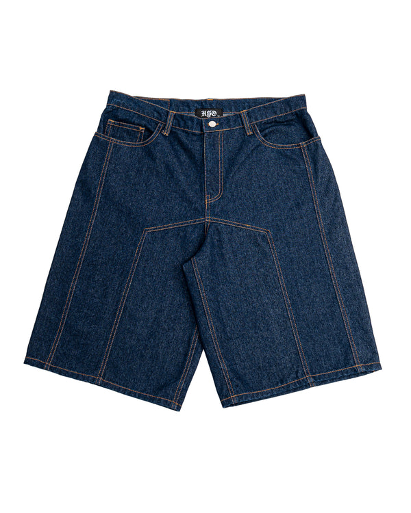 DENIM PANEL SHORTS - INDIGO