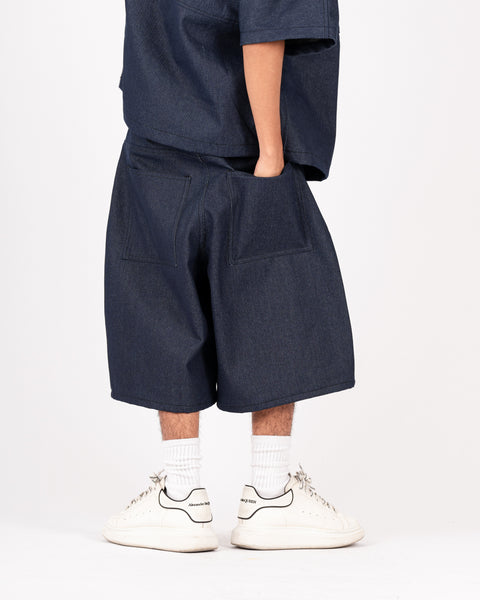 RAW DENIM BAGGY SHORT BLUE