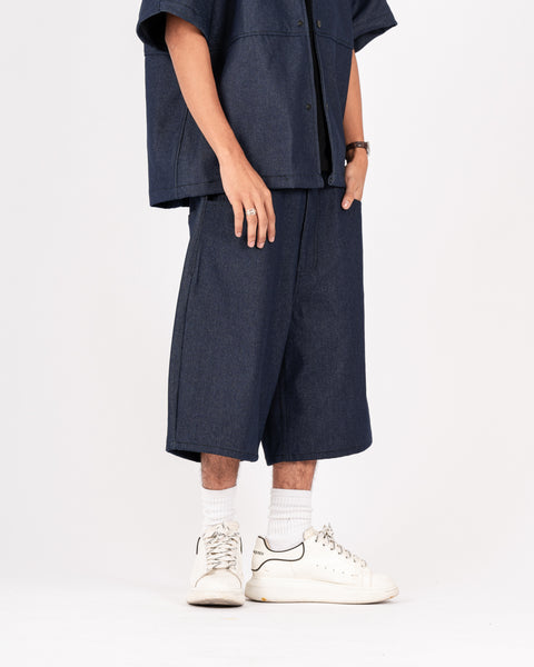 RAW DENIM BAGGY SHORT BLUE