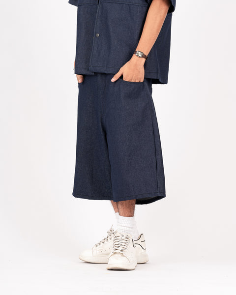 RAW DENIM BAGGY SHORT BLUE