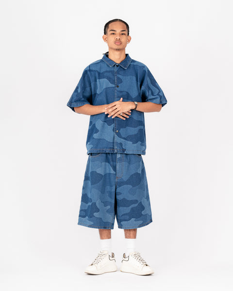 WASHED DENIM POLO CAMOU