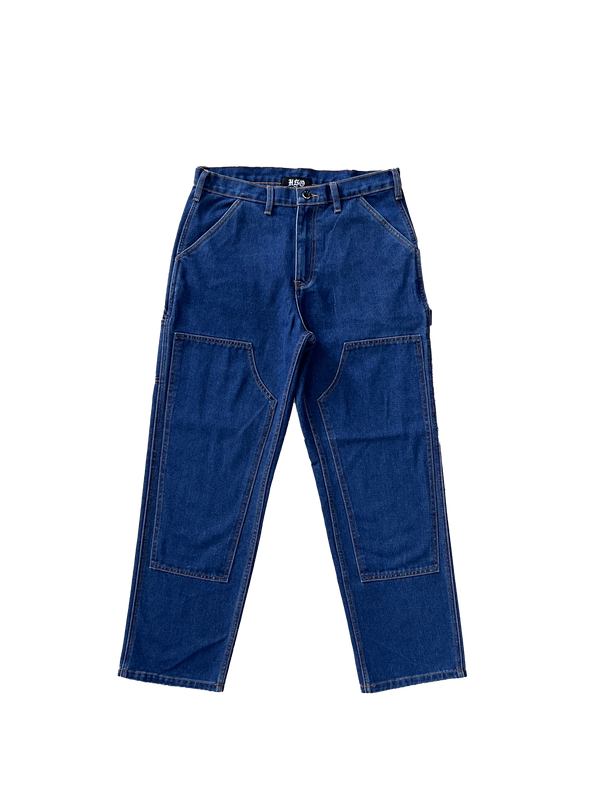 DENIM DOUBLE KNEE UTILITY PANTS - DARK