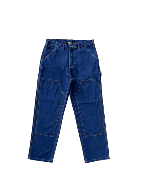 DENIM DOUBLE KNEE UTILITY PANTS - DARK