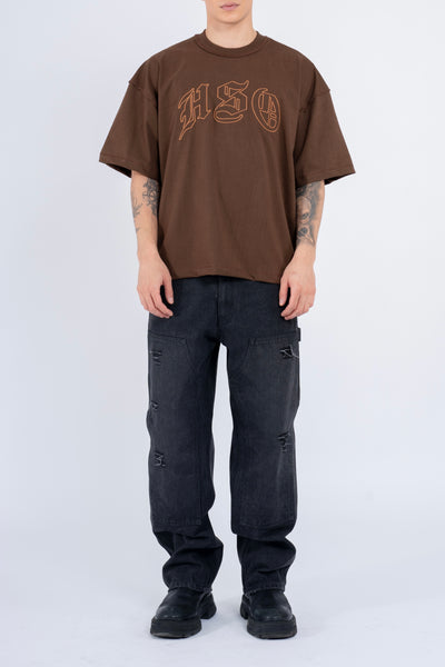 ARCH LOGO BOX TEE IN WASHED BROWN