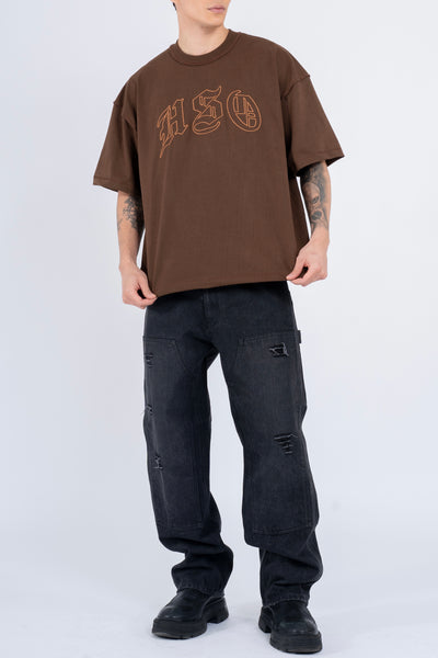 ARCH LOGO BOX TEE IN WASHED BROWN