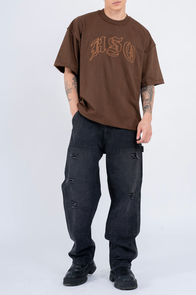 ARCH LOGO BOX TEE IN WASHED BROWN