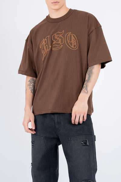 ARCH LOGO BOX TEE IN WASHED BROWN