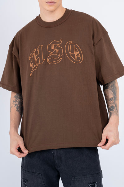 ARCH LOGO BOX TEE IN WASHED BROWN