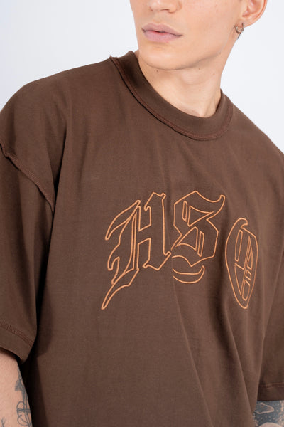 ARCH LOGO BOX TEE IN WASHED BROWN