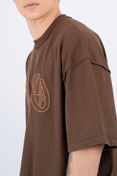 ARCH LOGO BOX TEE IN WASHED BROWN