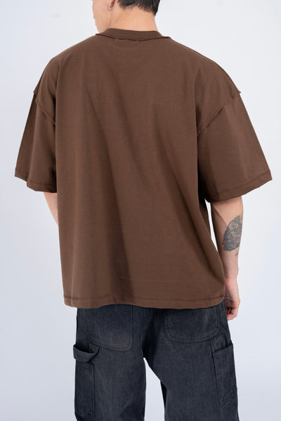 ARCH LOGO BOX TEE IN WASHED BROWN