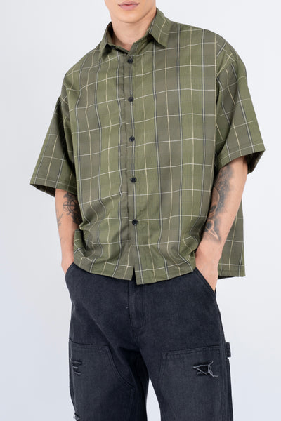 PLAID BUTTON DOWN SHIRT-GREEN