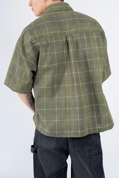 PLAID BUTTON DOWN SHIRT-GREEN