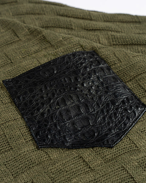 KNITTED HENLEY L/S OLIVE