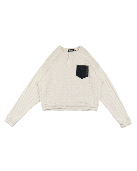 KNITTED HENLEY L/S OFF-WHITE