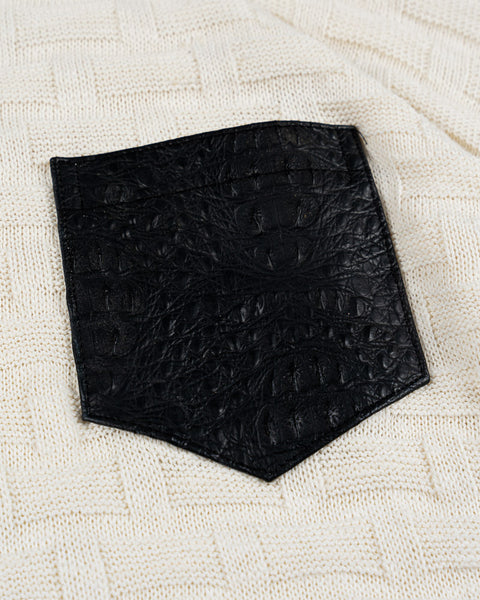 KNITTED HENLEY L/S OFF-WHITE