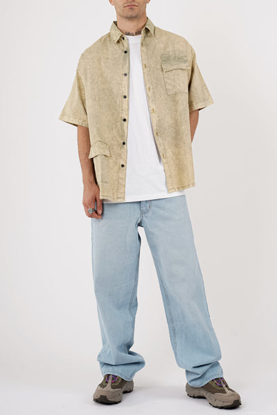 BUTTON DOWN SHIRT IN OVERDYED AVOCADO