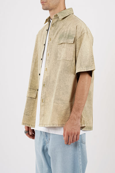 BUTTON DOWN SHIRT IN OVERDYED AVOCADO