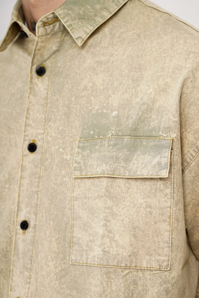 BUTTON DOWN SHIRT IN OVERDYED AVOCADO