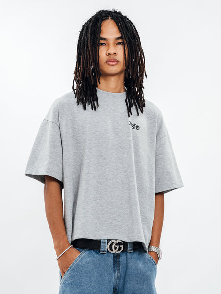 LOGO HEAVY BOX TEE HEATHER GRAY