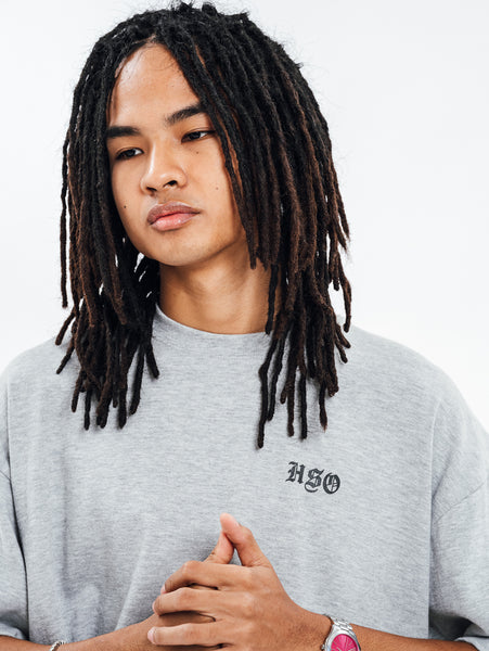 LOGO HEAVY BOX TEE HEATHER GRAY