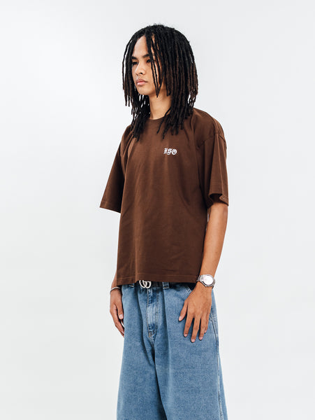 LOGO HEAVY BOX TEE BROWN