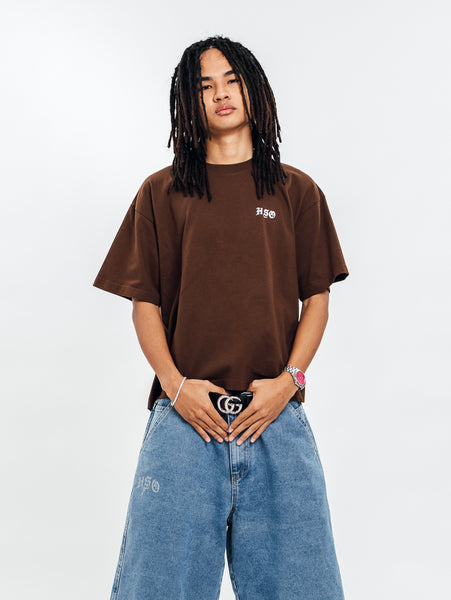LOGO HEAVY BOX TEE BROWN