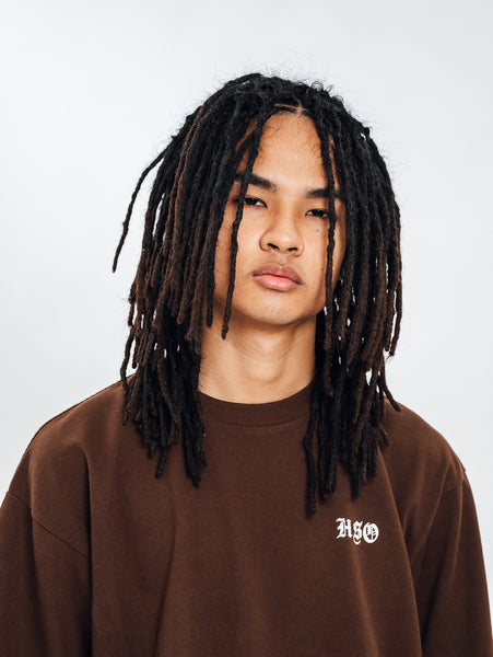 LOGO HEAVY BOX TEE BROWN