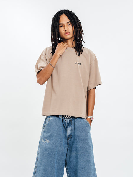 LOGO HEAVY BOX TEE BEIGE
