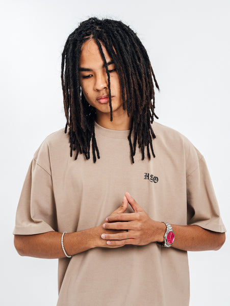 LOGO HEAVY BOX TEE BEIGE