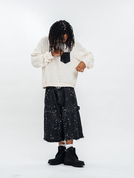 KNITTED HENLEY L/S OFF-WHITE