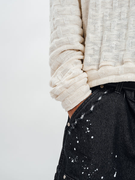 KNITTED HENLEY L/S OFF-WHITE
