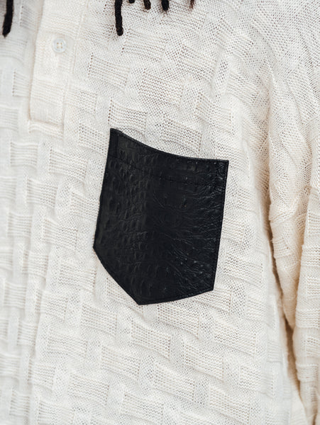 KNITTED HENLEY L/S OFF-WHITE