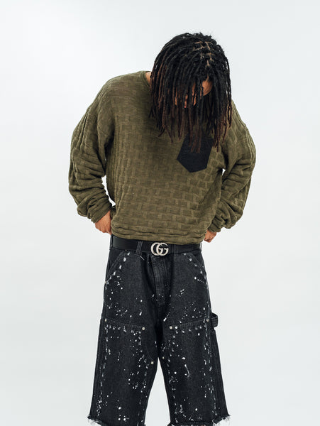 KNITTED HENLEY L/S OLIVE