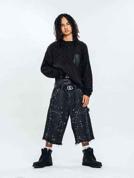 KNITTED HENLEY L/S BLACK
