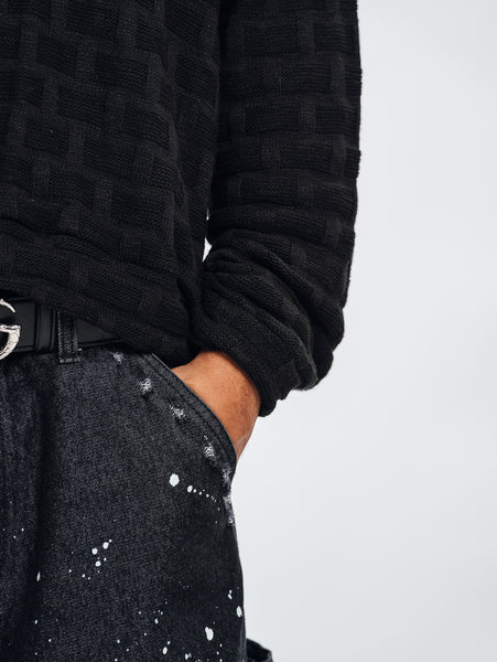 KNITTED HENLEY L/S BLACK