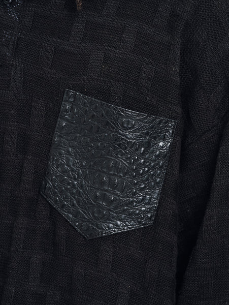 KNITTED HENLEY L/S BLACK