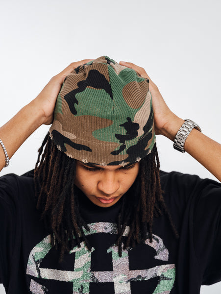 CAMOU DISTRESSED SKULL CAP