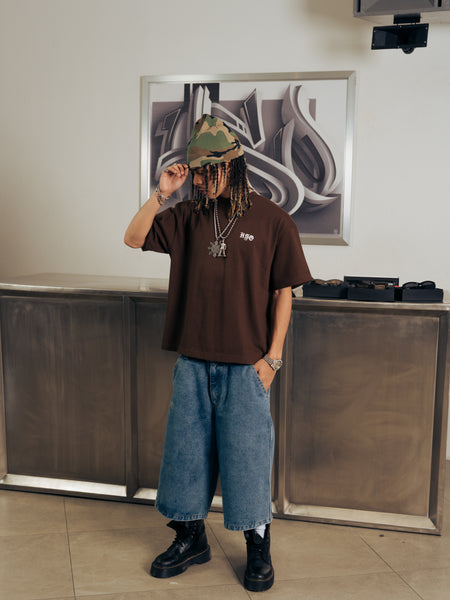 LOGO HEAVY BOX TEE BROWN