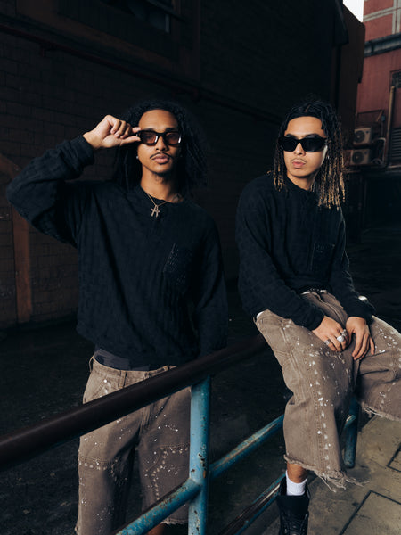 KNITTED HENLEY L/S BLACK