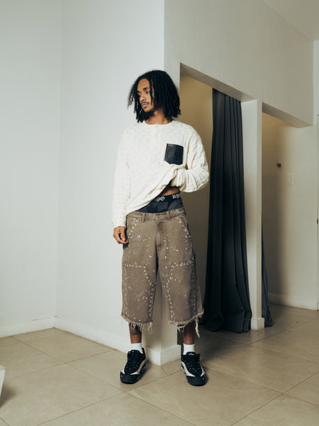 KNITTED HENLEY L/S OFF-WHITE