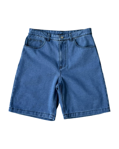 EMBLEM STITCH LIGHT DENIM SHORTS