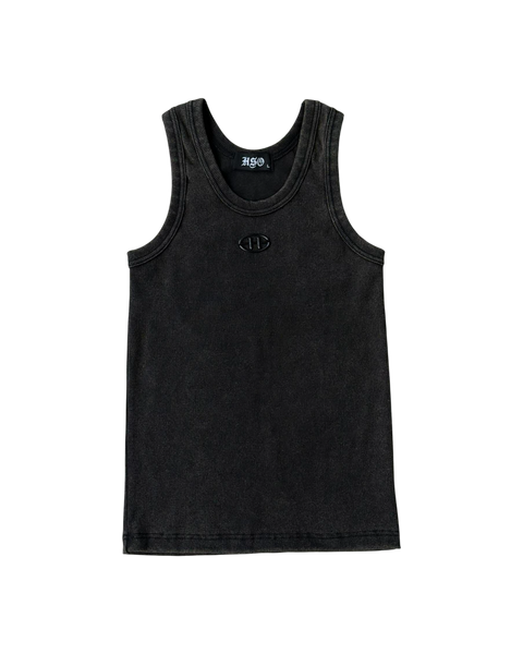 EMBLEM RIB TANK TOP WASHED BLACK