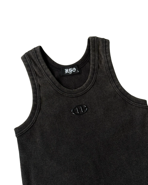 EMBLEM RIB TANK TOP WASHED BLACK