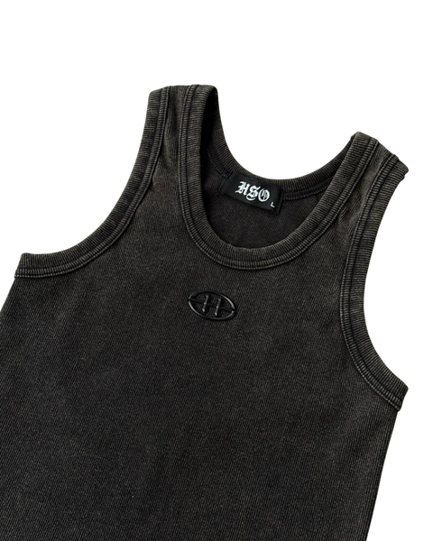 EMBLEM RIB TANK TOP WASHED BLACK