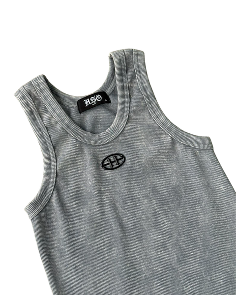 EMBLEM RIB TANK TOP WASHED GRAY