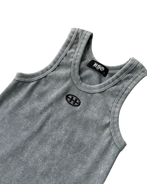 EMBLEM RIB TANK TOP WASHED GRAY