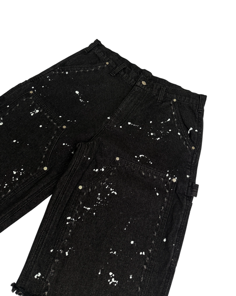 DISTRESSED CARPENTER SHORTS BLACK