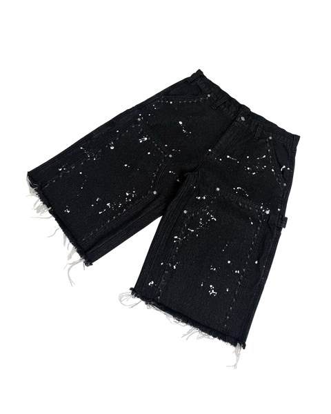 DISTRESSED CARPENTER SHORTS BLACK